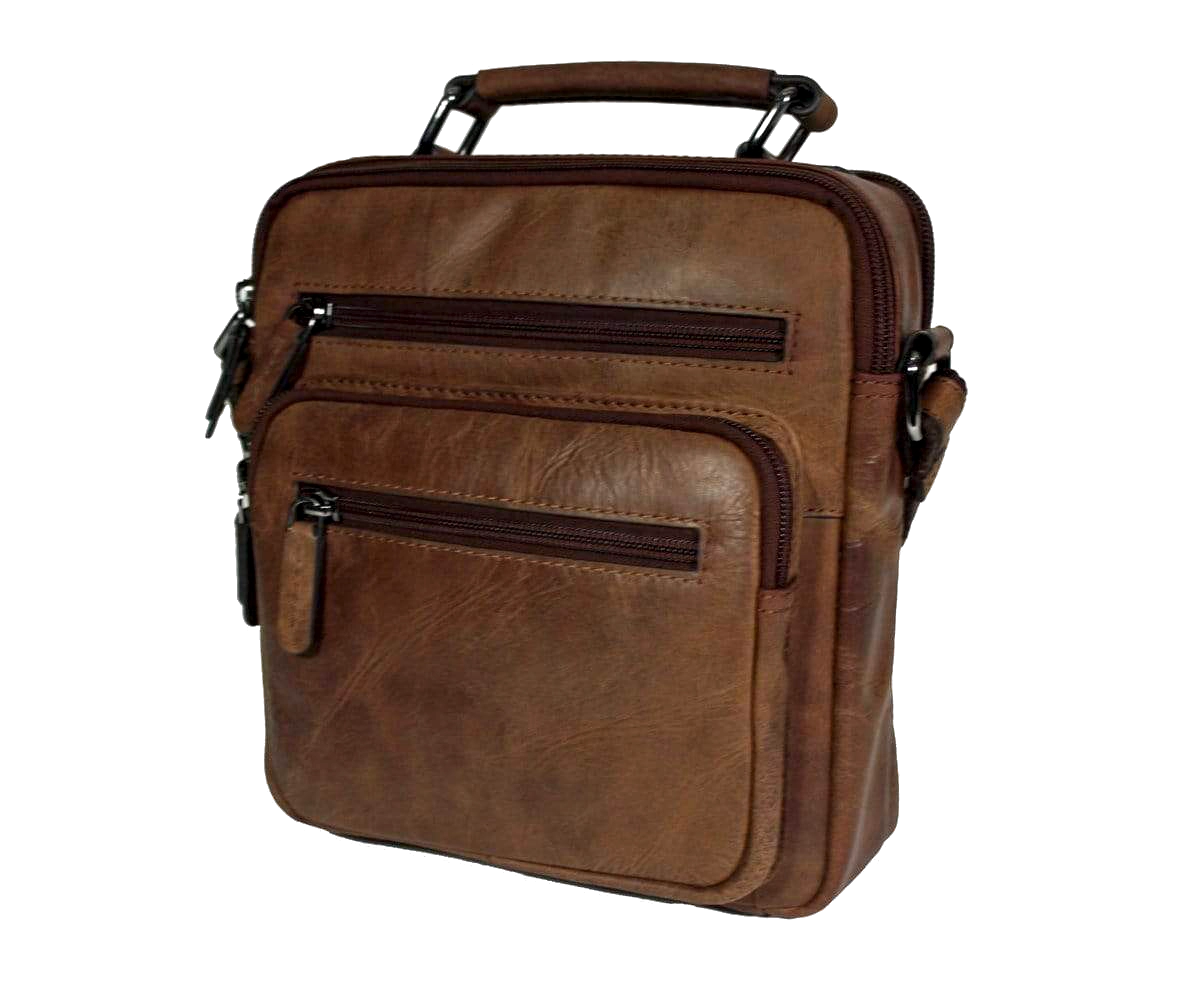 Heren tas met handvat leer vintage brown Kofferkopen
