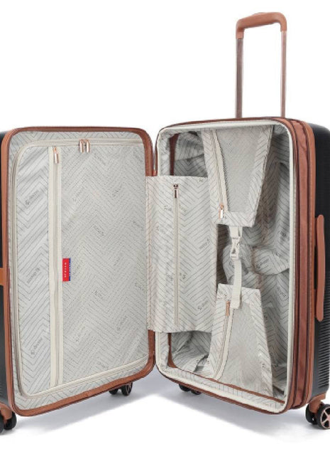 Zwarte Koffer 76cm met cognac accent Decent NL