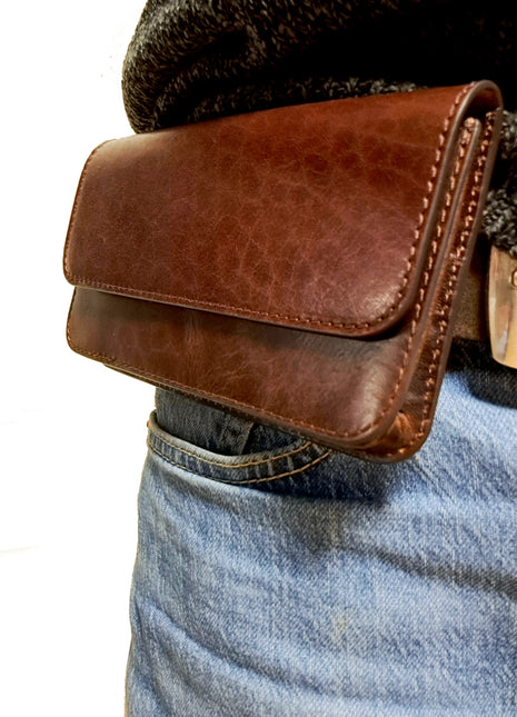 Telefoontasje voor aan de riem (liggend) kwaliteit brown