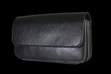 Telefoon tasje voor aan de riem leer dubbel vaks classic black