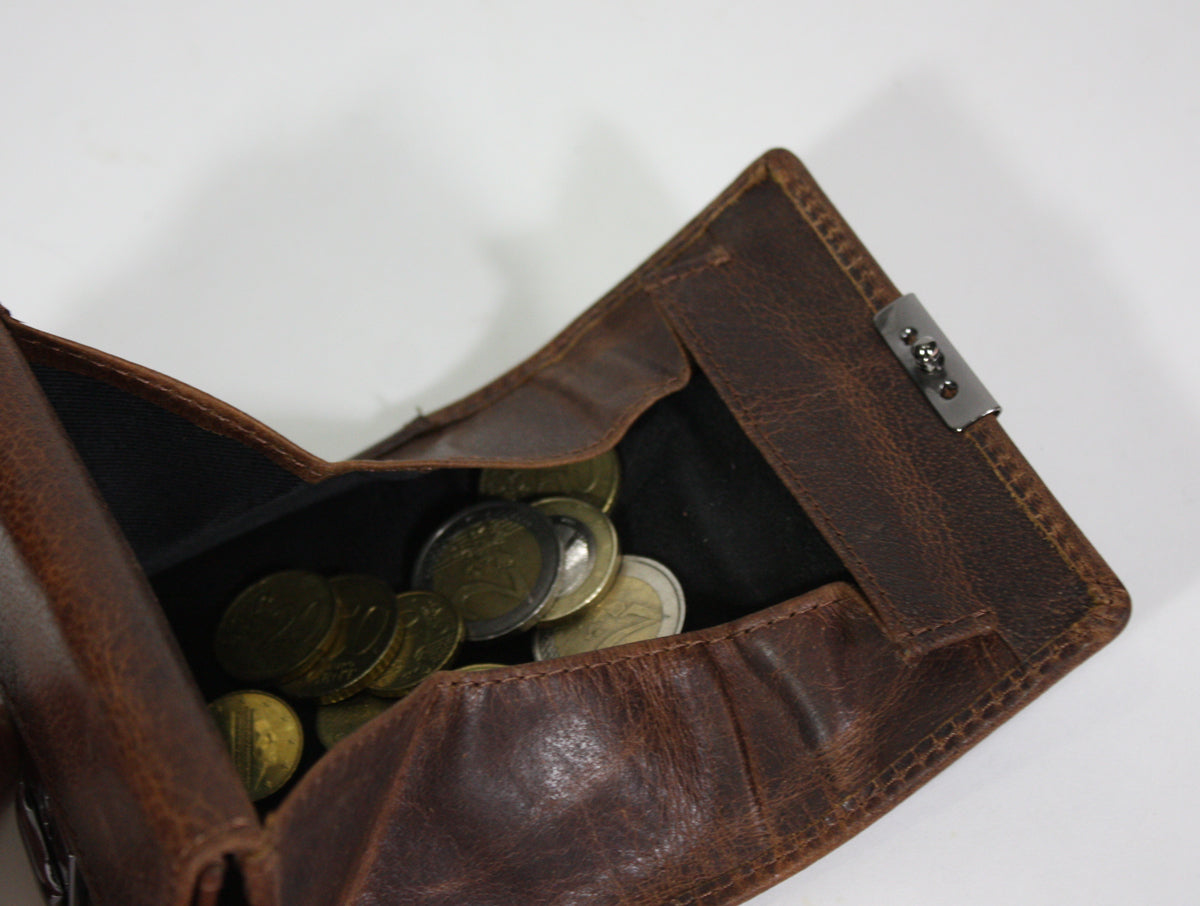 Opa Portemonnee kleingeld bak portemonnee leer vintage brown