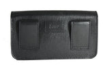 Telefoon tasje voor aan de riem leer dubbel vaks classic black