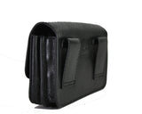 Telefoon tasje voor aan de riem leer dubbel vaks classic black