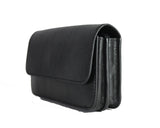 Telefoon tasje voor aan de riem leer dubbel vaks classic black
