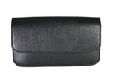 Telefoon tasje voor aan de riem leer dubbel vaks classic black