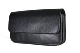 Telefoon tasje voor aan de riem leer dubbel vaks classic black