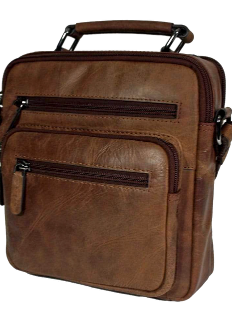 Heren tas met handvat leer vintage brown