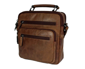 Heren tas met handvat leer vintage brown