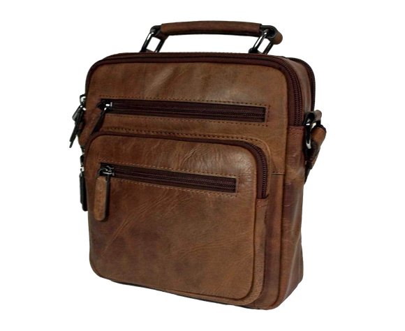 Heren tas met handvat leer vintage brown