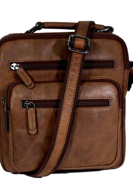 Heren tas met handvat leer vintage brown