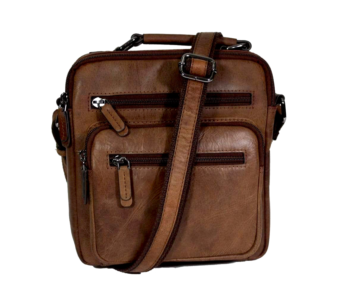 Heren tas met handvat leer vintage brown