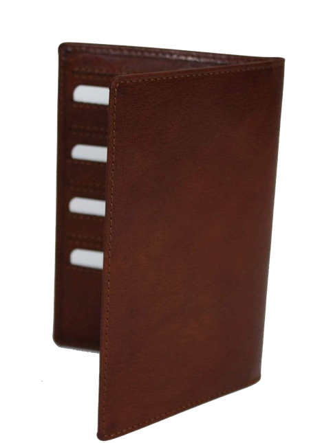 Portefeuille/Pasjes/Autopapieren/Binnenzak wallet Leer Cognac Klassiek