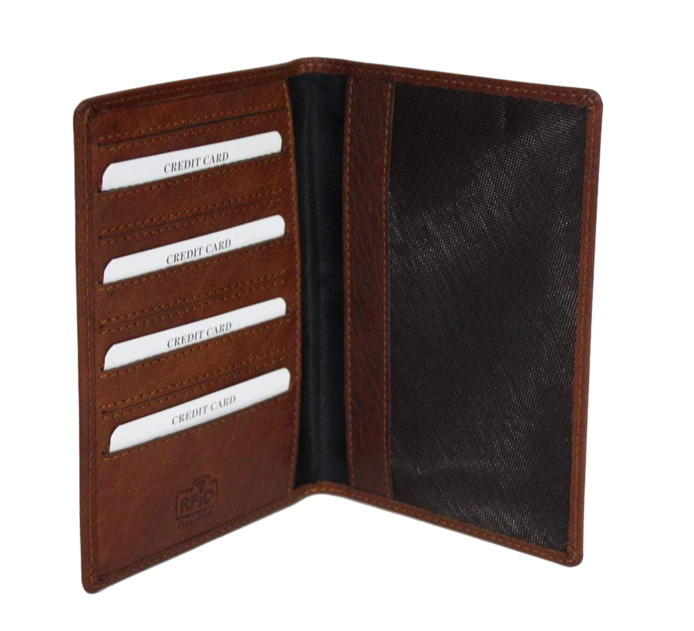 Portefeuille/Pasjes/Autopapieren/Binnenzak wallet Leer Cognac Klassiek