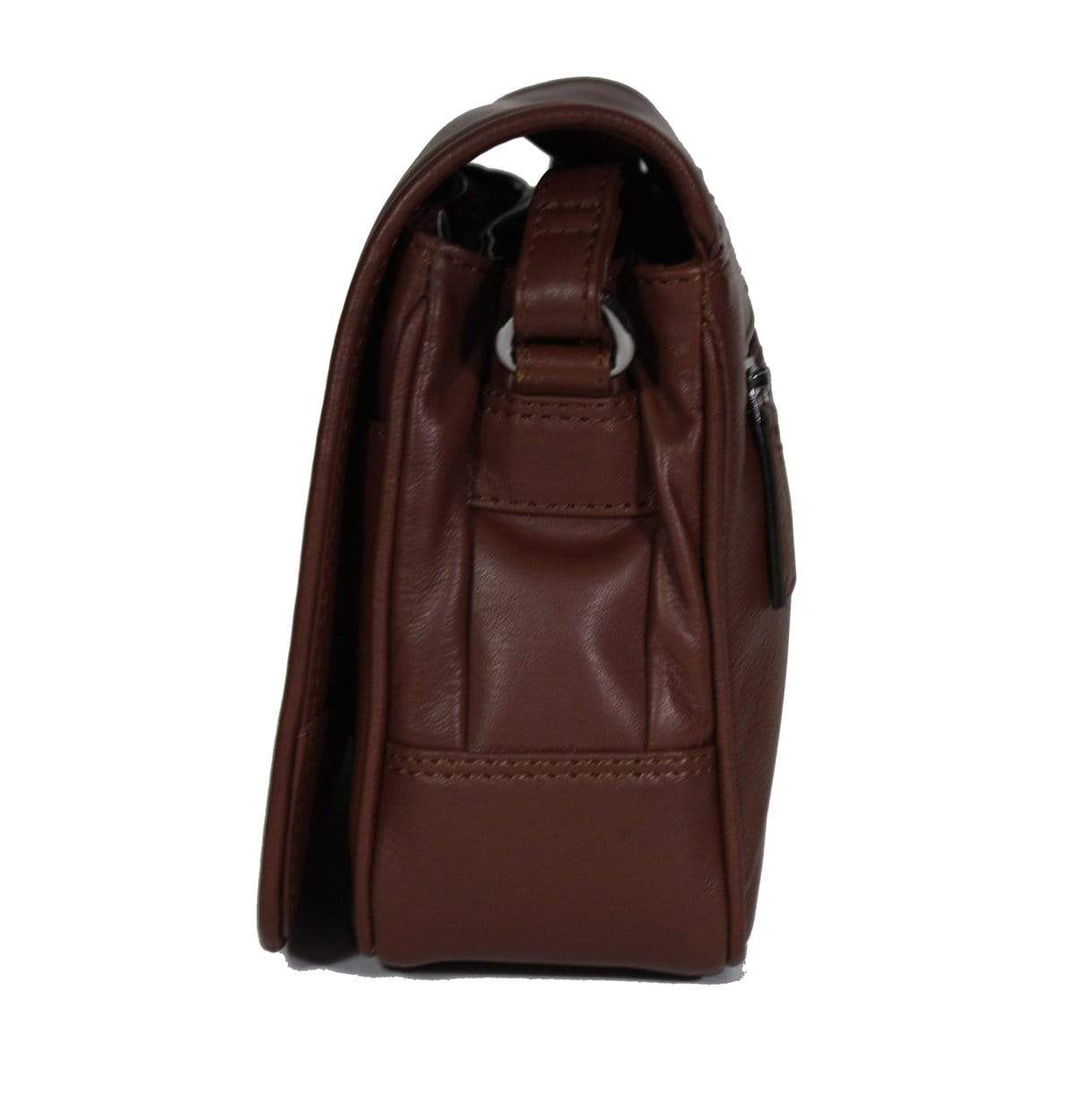 Stewardess 3 vakken tas cognac leder