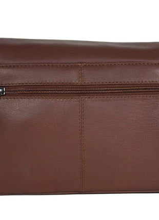 Stewardess 3 vakken tas cognac leder