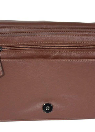 Stewardess 3 vakken tas cognac leder